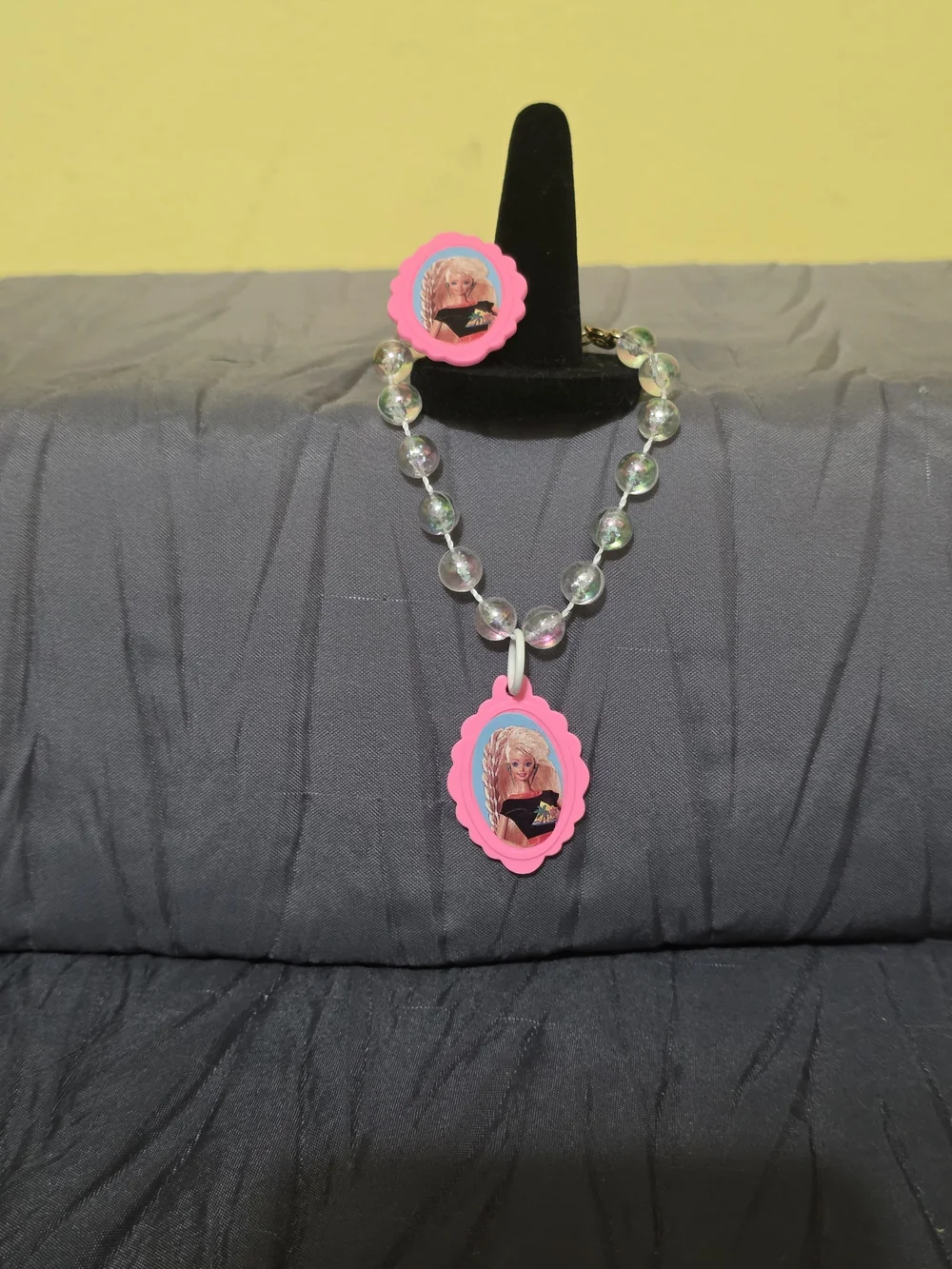 Mattel Pink Barbie Charm Beaded Bracelet and Charms. (McDonalds)